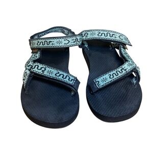 Teva Sandals Women's 9 Black and Olive Snake Pattern 1003987